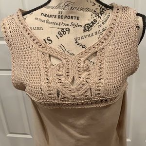 Ann Taylor Beige Dress with Top Crochet Detail (New with Tags)